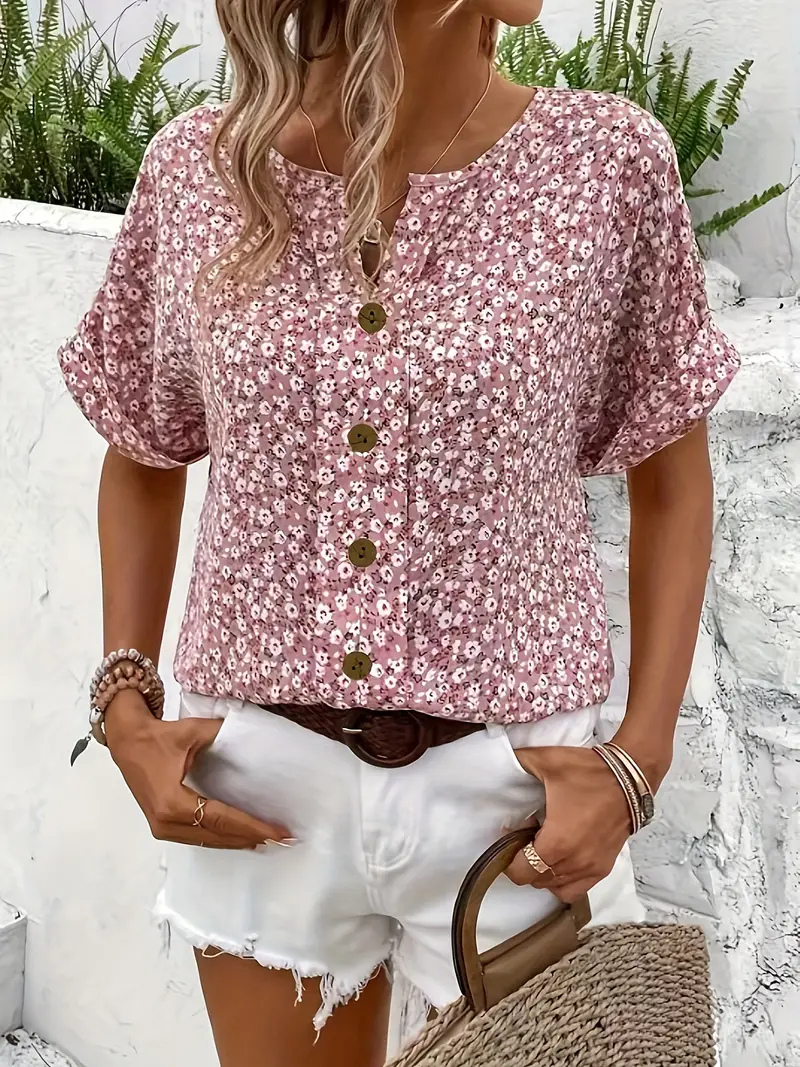 Rosabelle | Women's Floral Button Detail Blouse