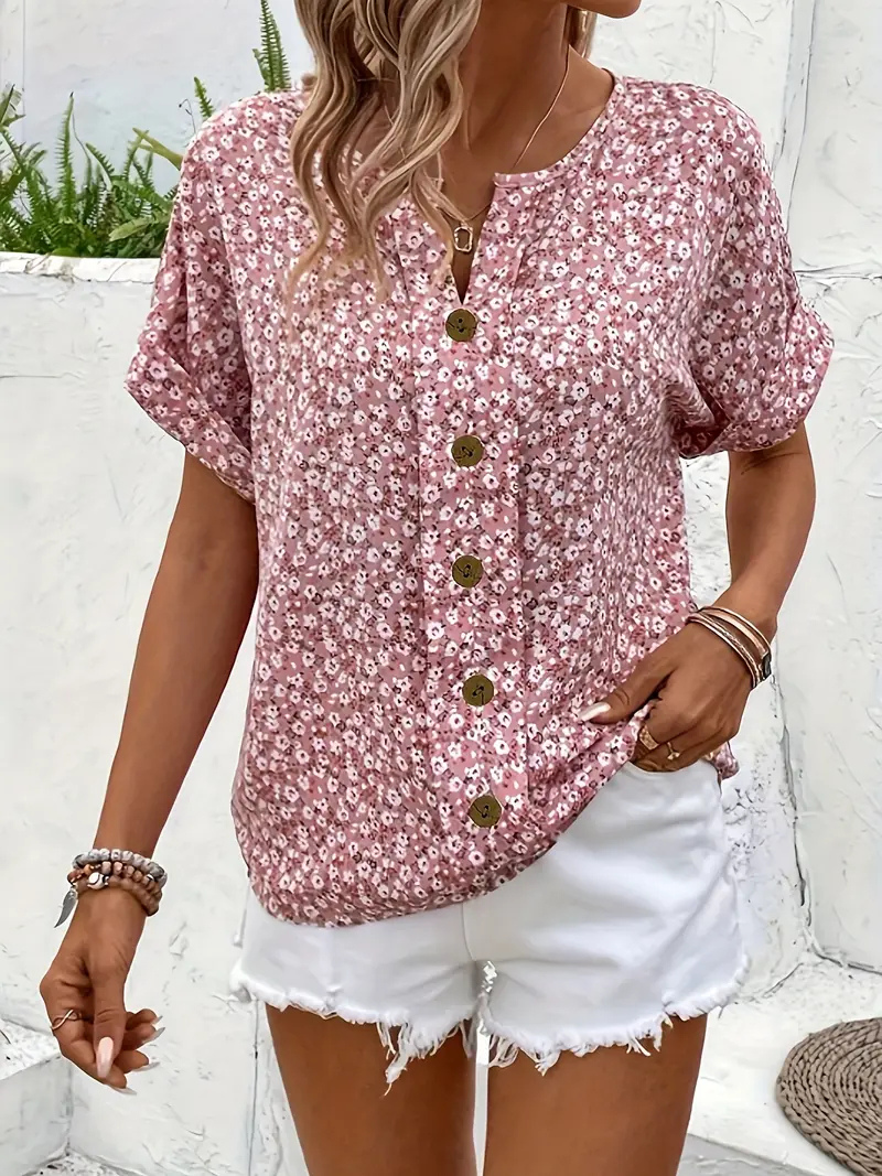 Rosabelle | Women's Floral Button Detail Blouse