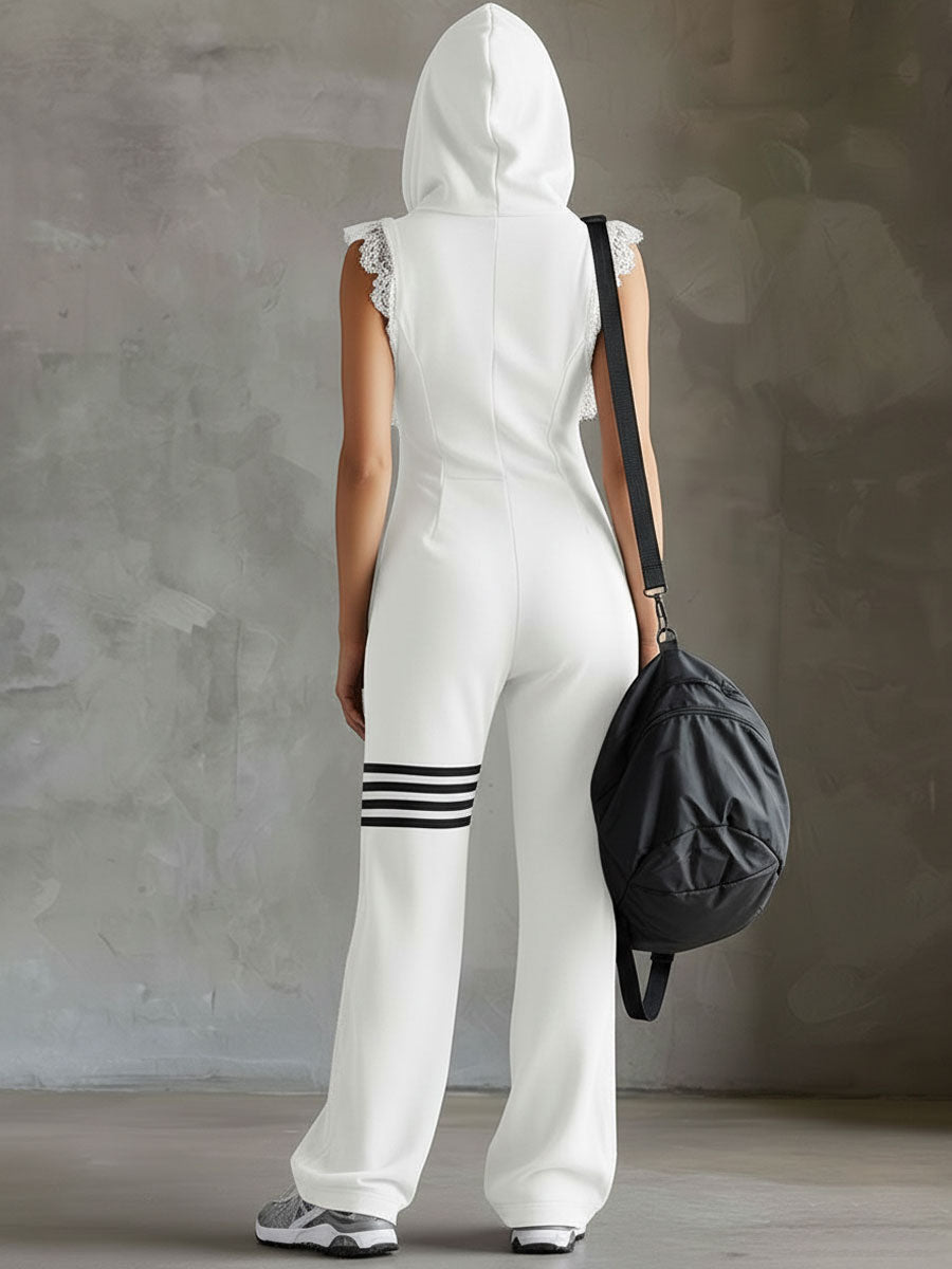 Zirella | Women's Sleeveless Hooded Wide Leg Jumpsuit