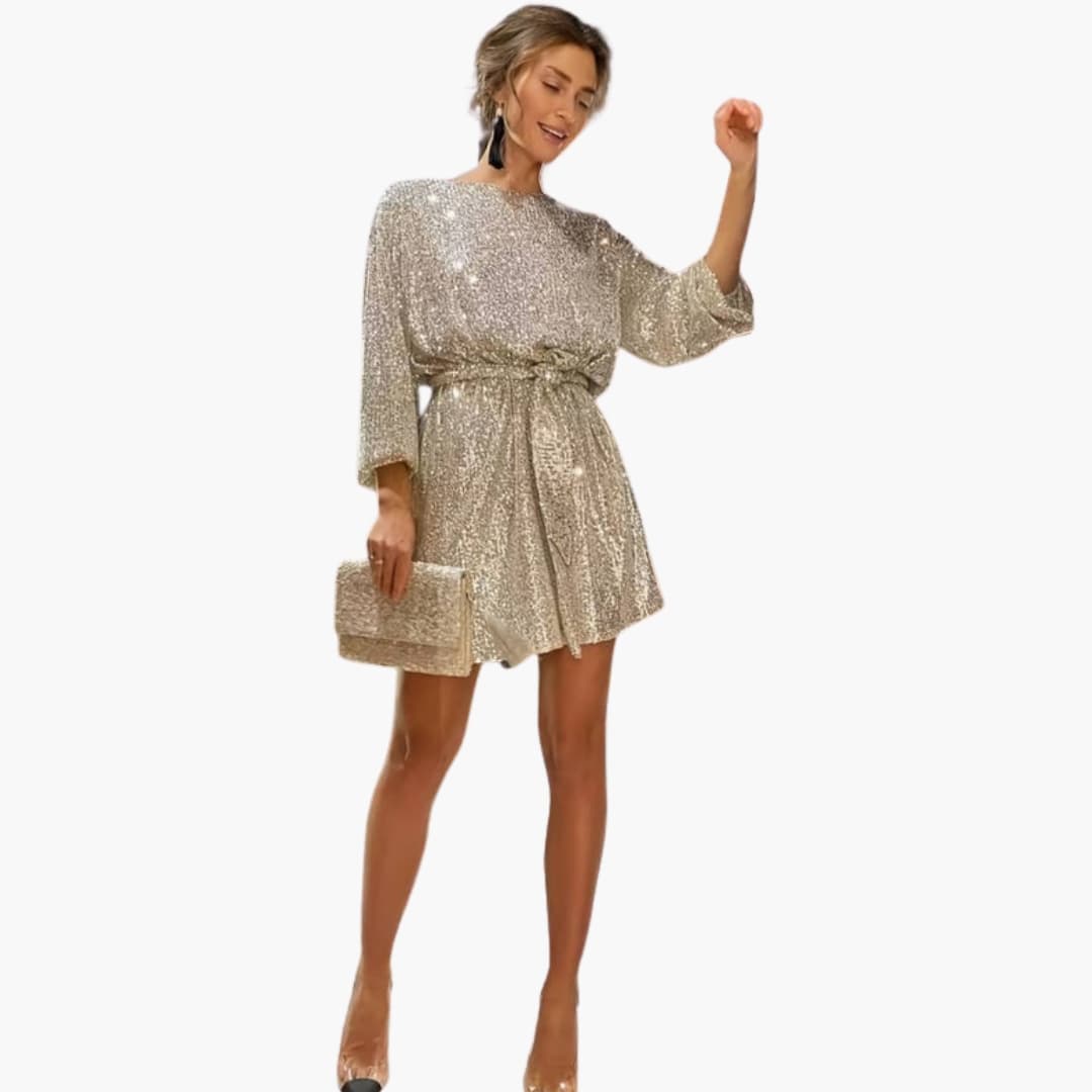 Juliette | Women's Rhinestone Belted Christmas Party Cocktail Dress