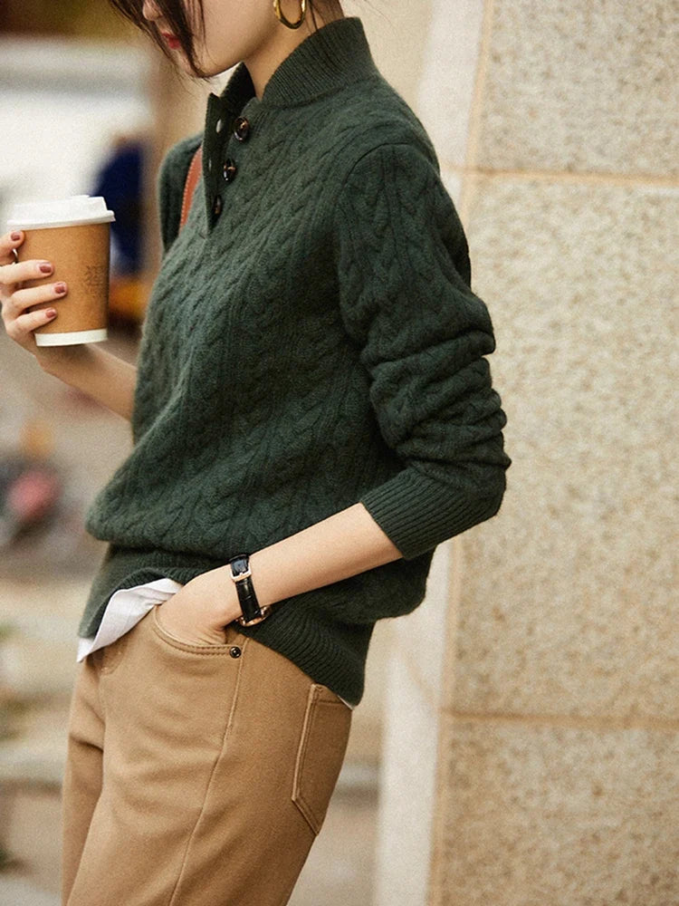 Annika | Openwork Cable Knit Turtleneck Jumper