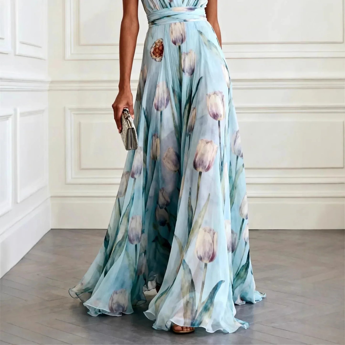 Calista | Printed Chiffon Wedding Guest Maxi Dress