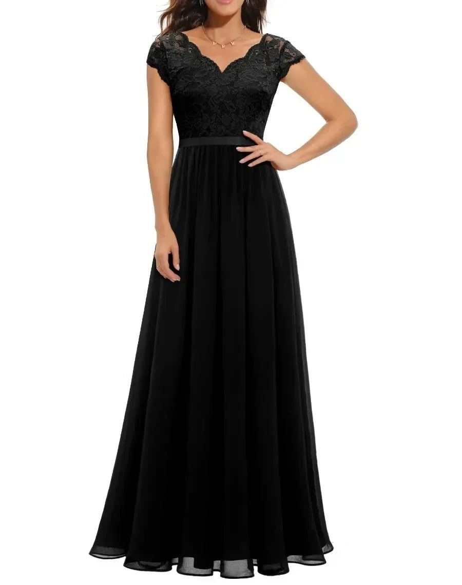 Helena | Lace Christmas Party Maxi Dress