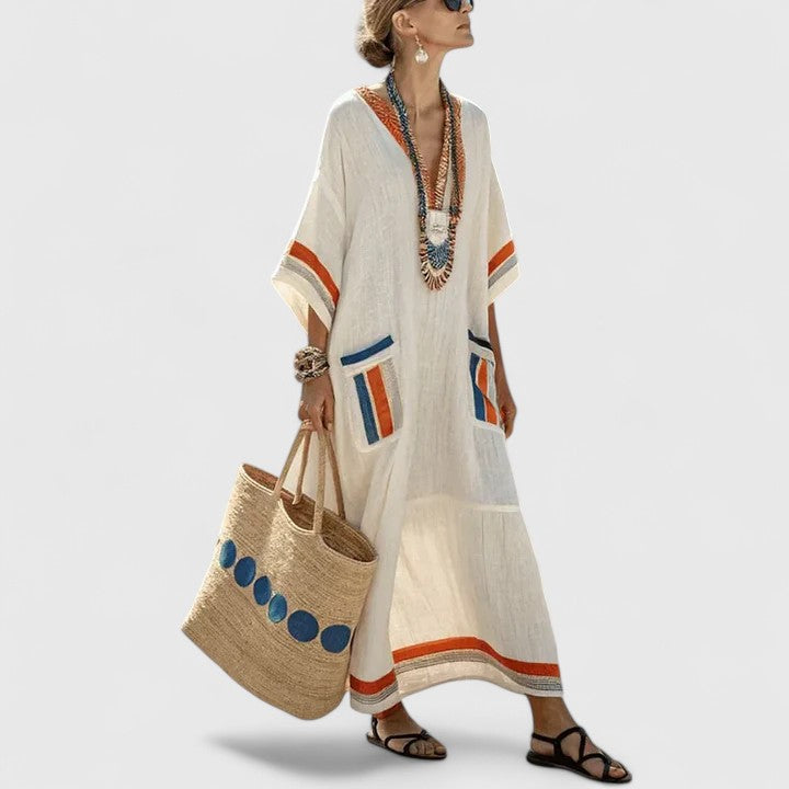 Évangeline | Women's Boho V-Neck Maxi Dress