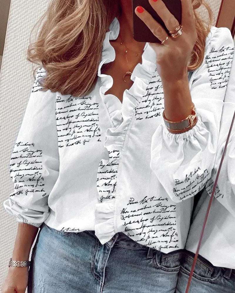 Rosabelle | Women's Ruffle Trim Button Blouse