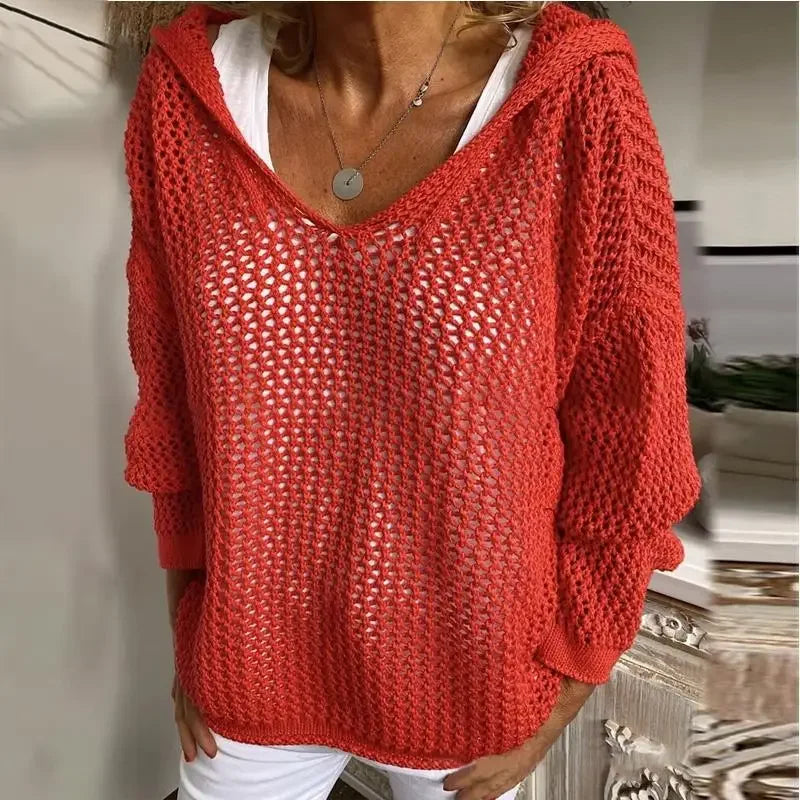 Livia | Women's Open-Knit V-Neck Jumper