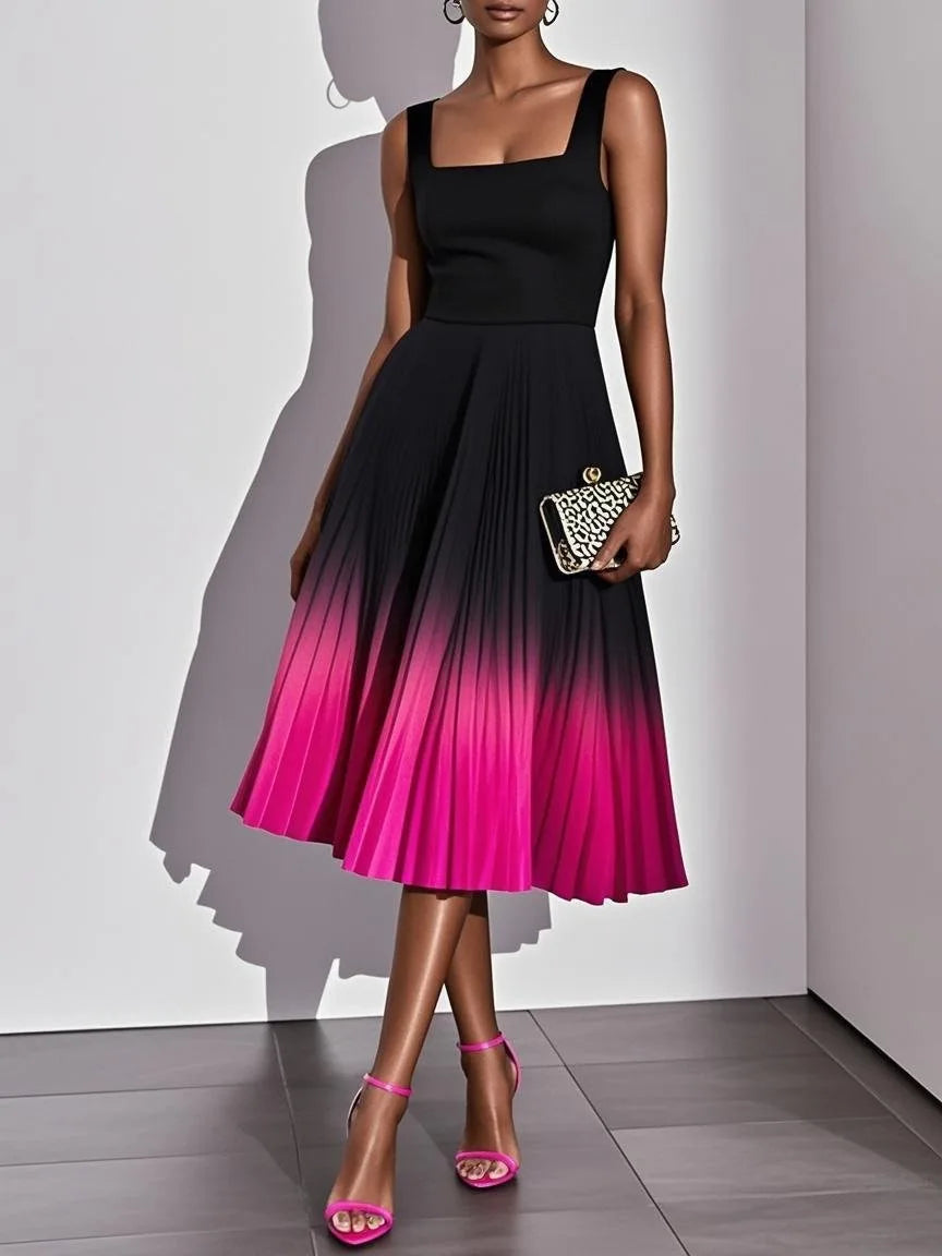Amarande | Women's Gradient Pleated Party Midi Dress