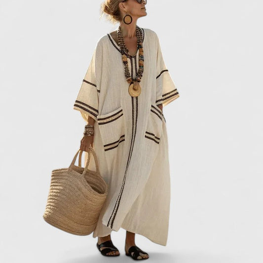 Évangeline | Women's Boho V-Neck Maxi Dress