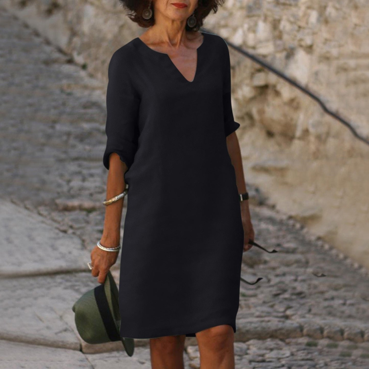 Elowen | Cotton V-Neck Midi Summer Dress