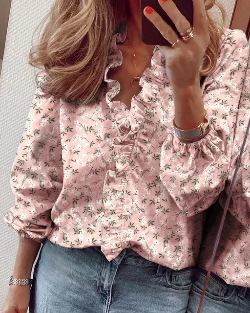 Rosabelle | Women's Ruffle Trim Button Blouse