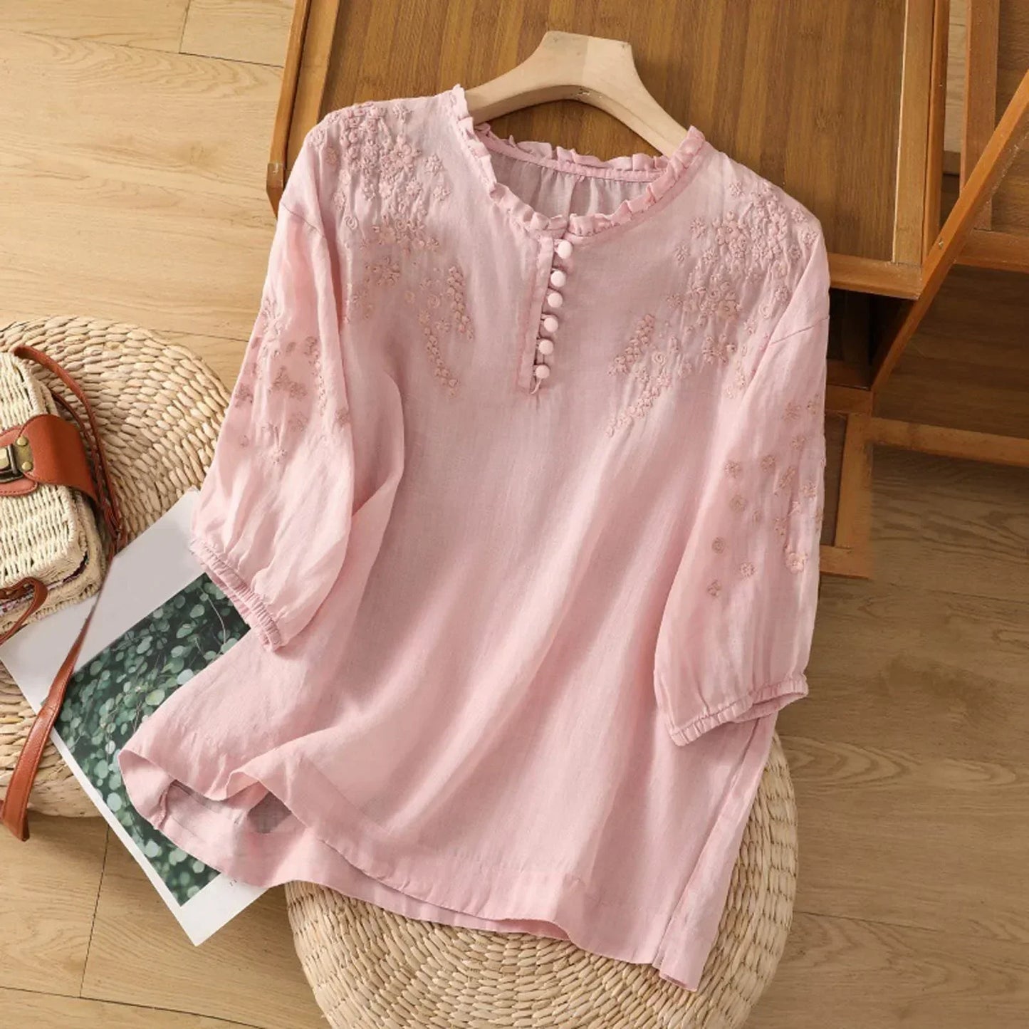 Ariette | Women's Embroidered Relaxed-Fit Blouse