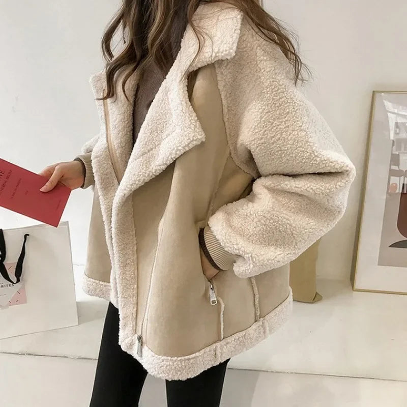 Sloane | Women's Faux Suede Shearling-Lined Aviator Winter Jacket