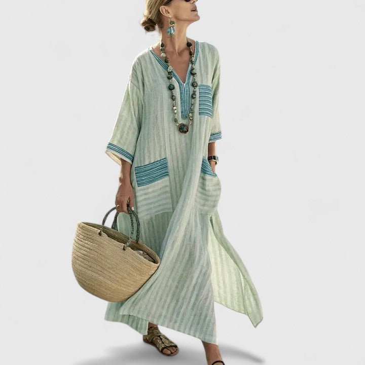 Évangeline | Women's Boho V-Neck Maxi Dress