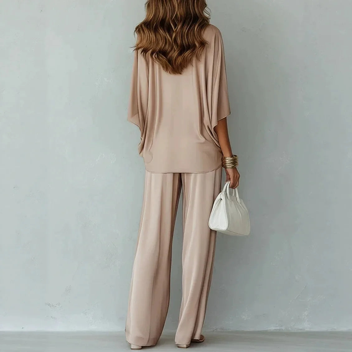 Elaris | Women's Draped V-Neck Wide-Leg Trouser Co-Ord Set
