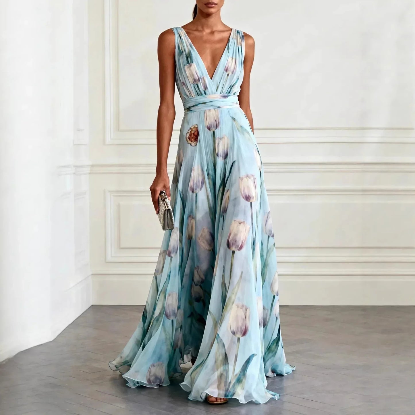 Calista | Printed Chiffon Wedding Guest Maxi Dress