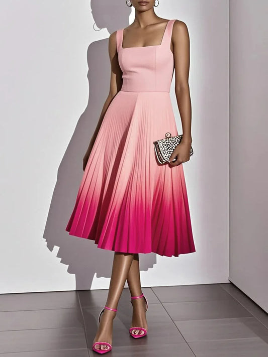 Amarande | Women's Gradient Pleated Party Midi Dress