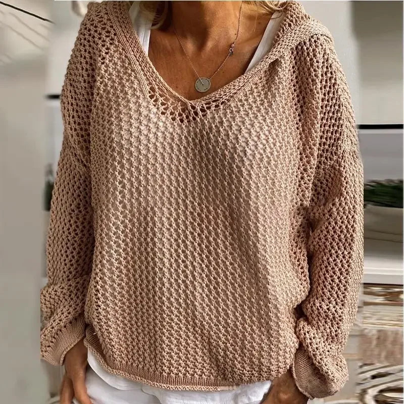 Livia | Women's Open-Knit V-Neck Jumper