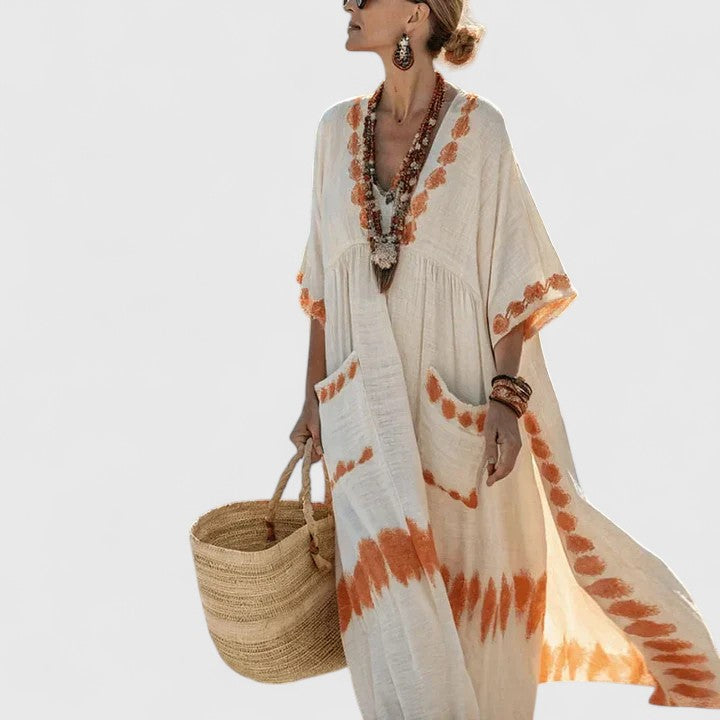 Évangeline | Women's Boho V-Neck Maxi Dress