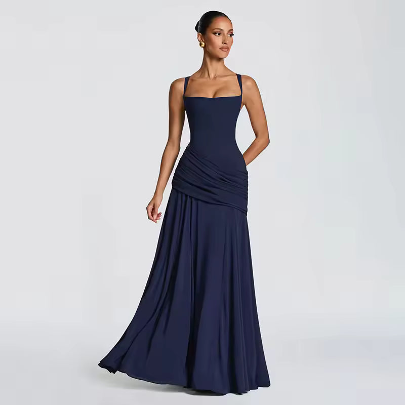 Aurélie | Elegant Ruched Square Neck Maxi Dress