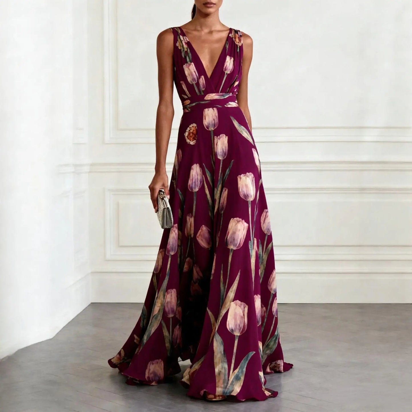 Calista | Printed Chiffon Wedding Guest Maxi Dress