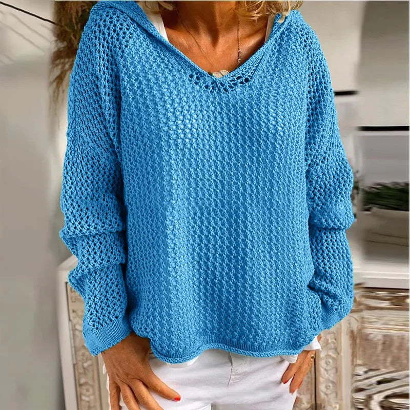 Livia | Women's Open-Knit V-Neck Jumper