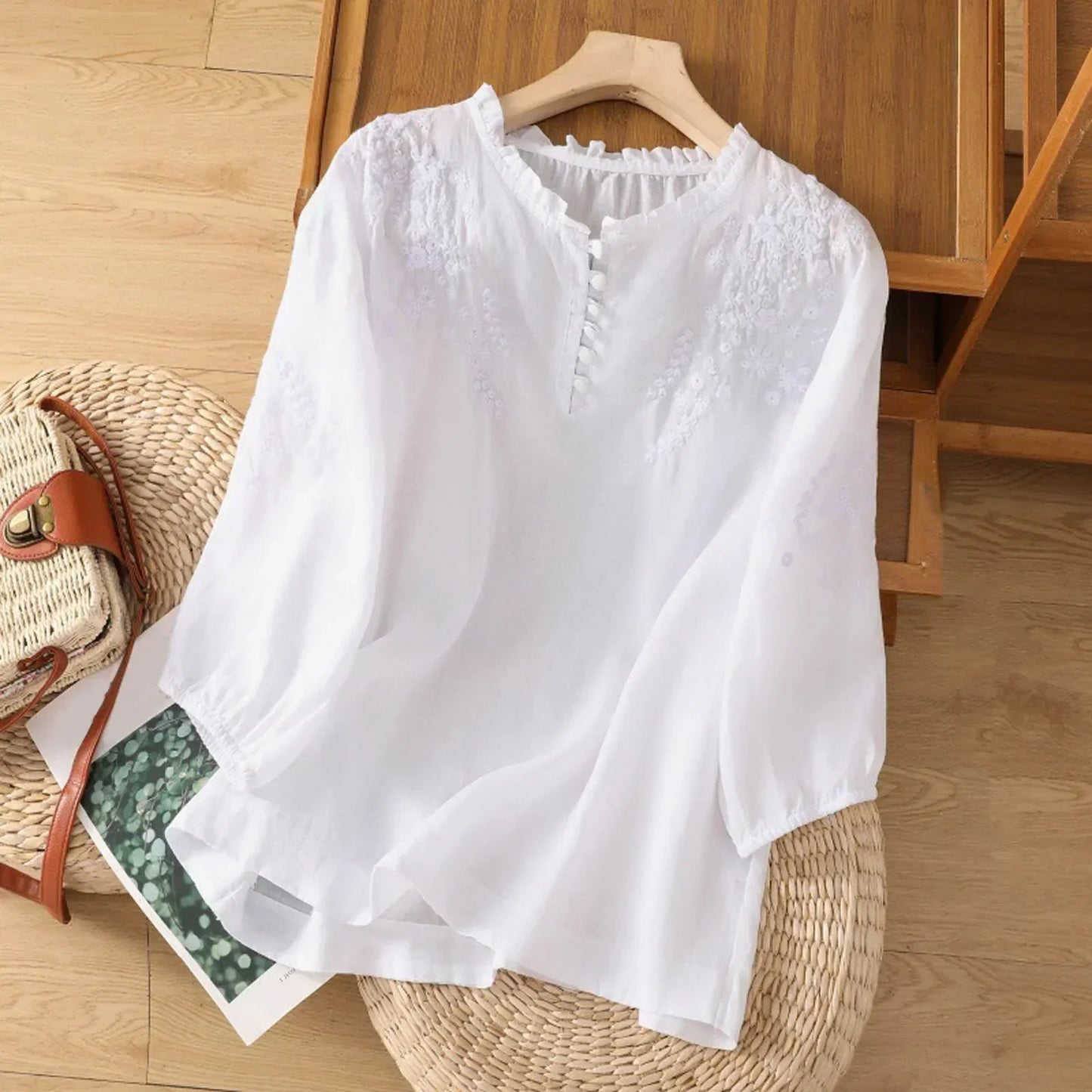 Ariette | Women's Embroidered Relaxed-Fit Blouse