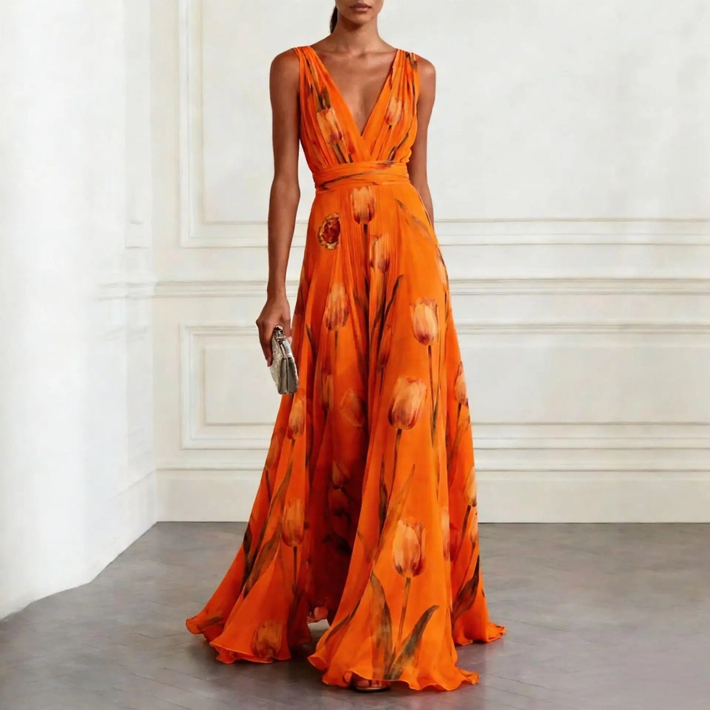 Calista | Printed Chiffon Wedding Guest Maxi Dress