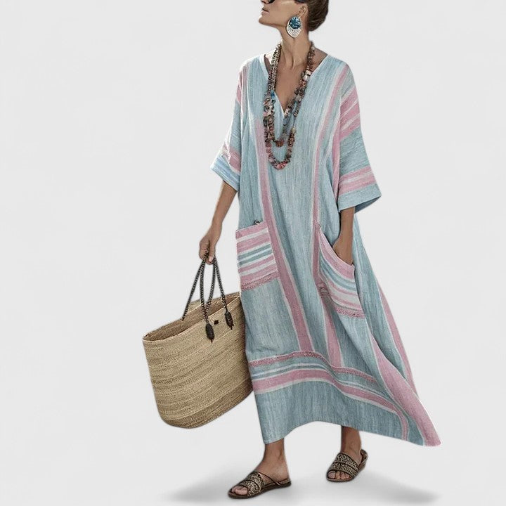 Évangeline | Women's Boho V-Neck Maxi Dress