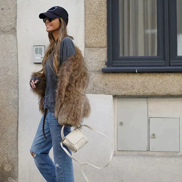 Marigold | Women's Oversized Plush Faux Fur Coat