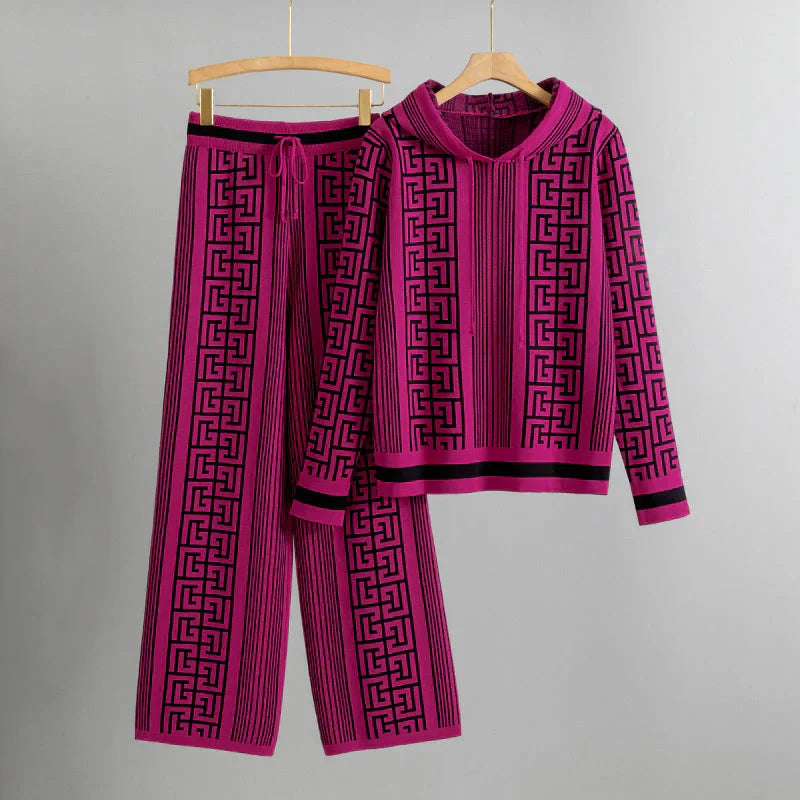 Avelisse | Women's Geometric Hooded Lounge Set