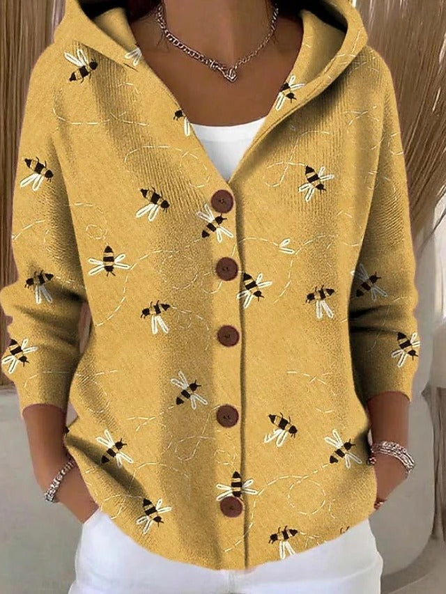 Aster | Women's Button-Front Hooded Knit Cardigan