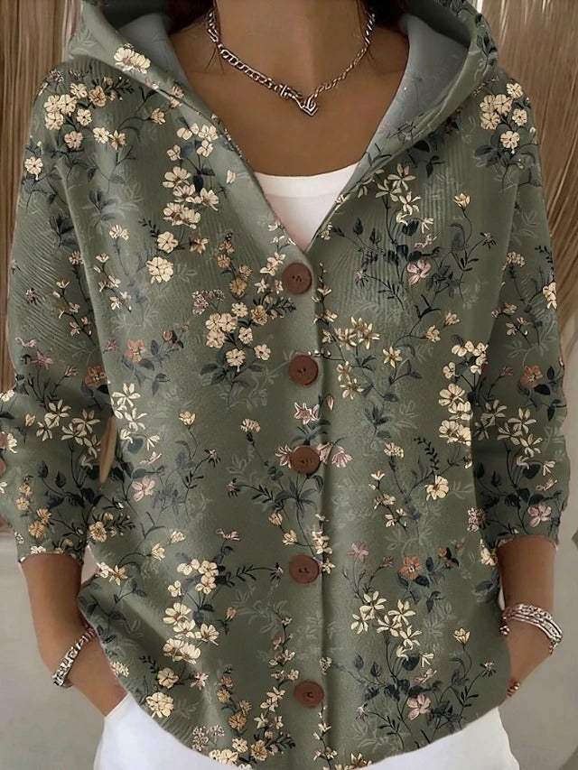 Aster | Women's Button-Front Hooded Knit Cardigan