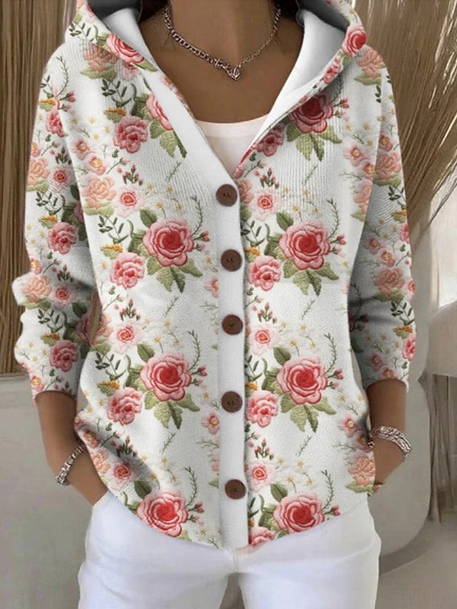 Aster | Women's Button-Front Hooded Knit Cardigan