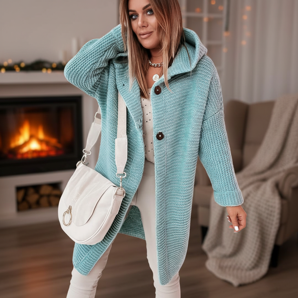 Rowena | Long Hooded Merino Wool Cardigan