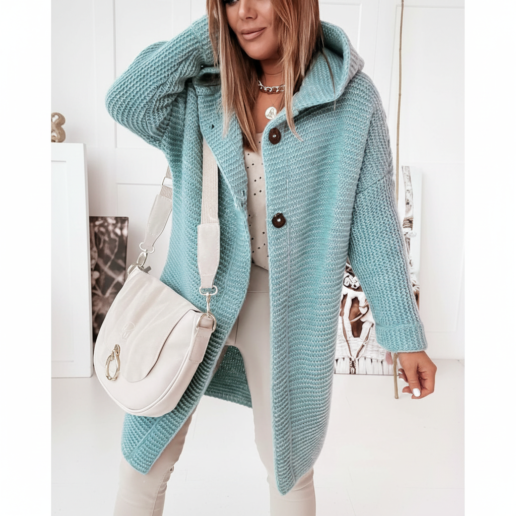 Rowena | Long Hooded Merino Wool Cardigan