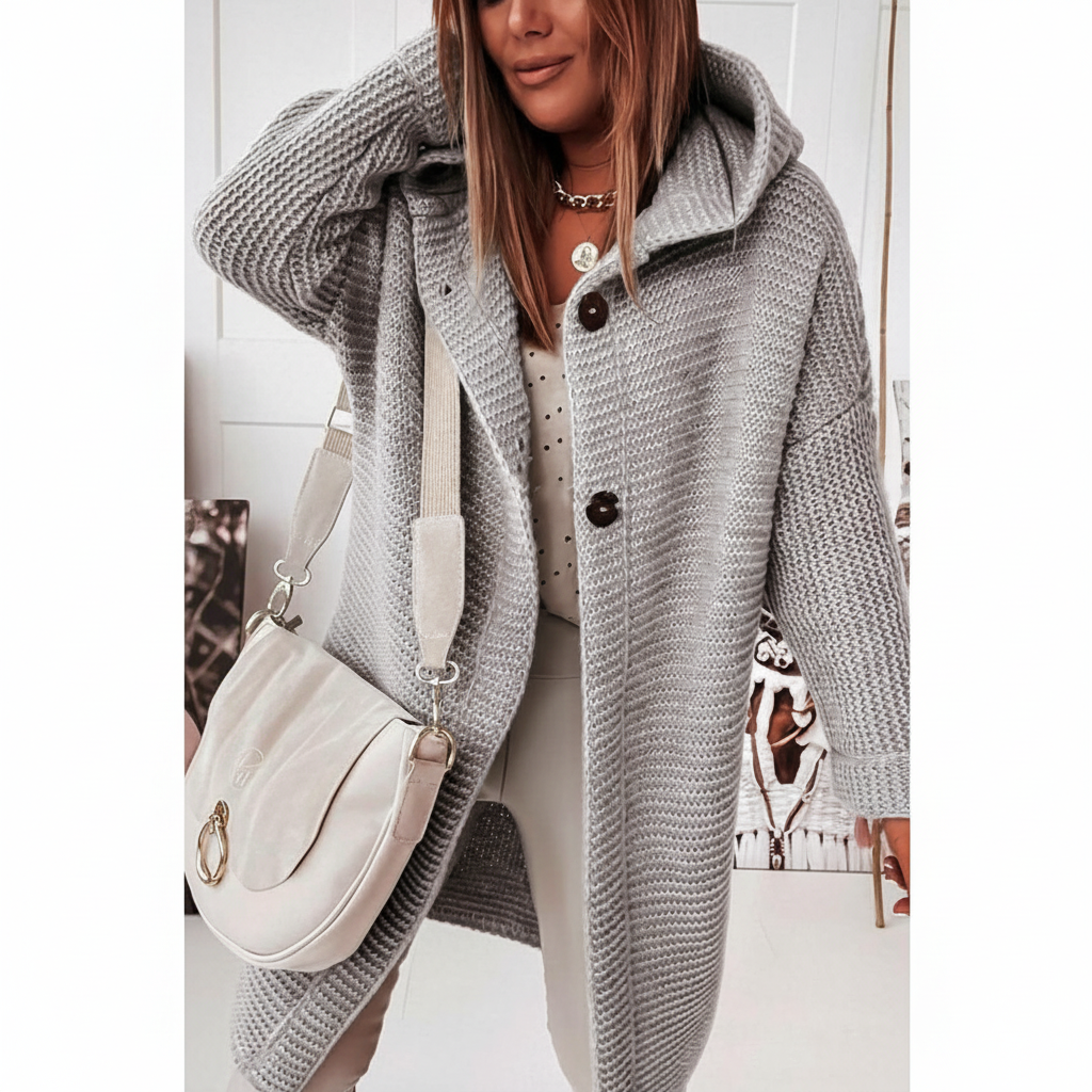 Rowena | Long Hooded Merino Wool Cardigan
