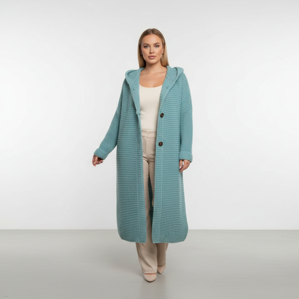 Rowena | Long Hooded Merino Wool Cardigan