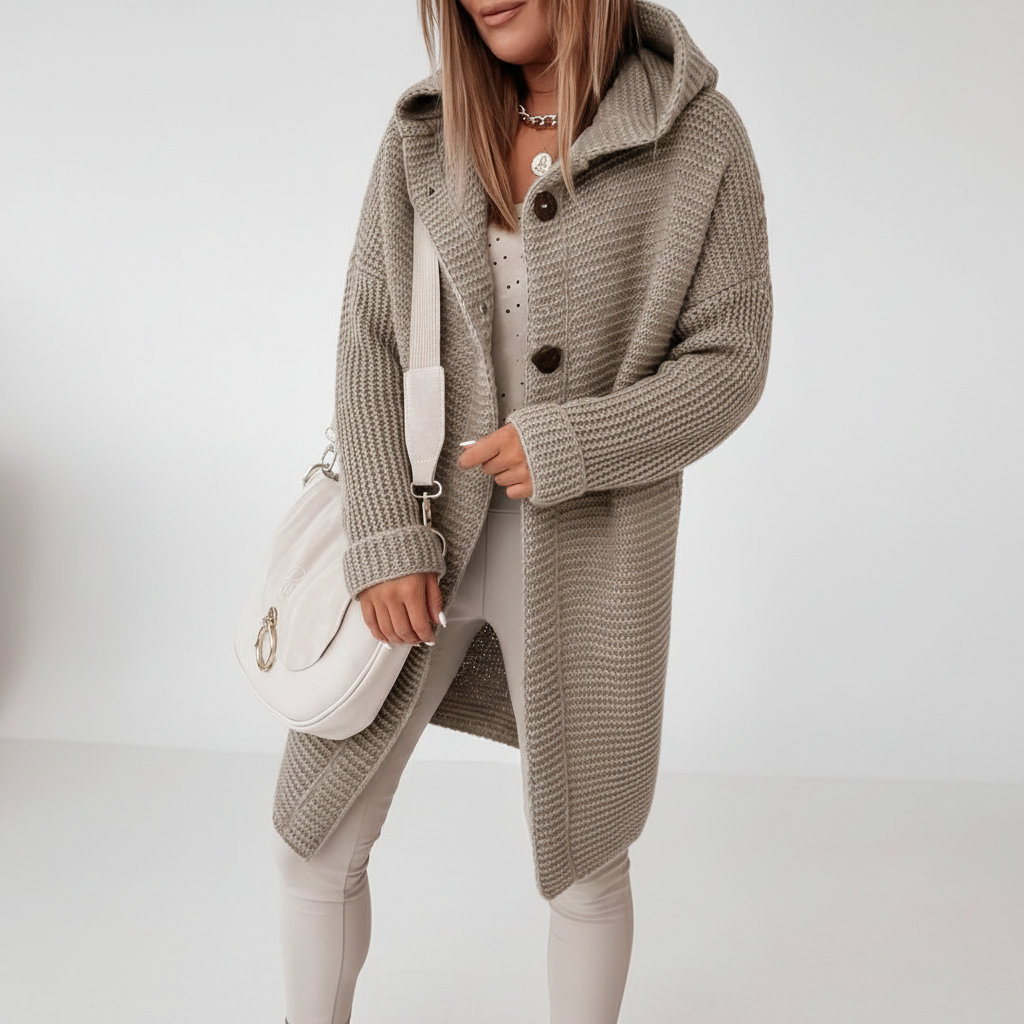 Rowena | Long Hooded Merino Wool Cardigan