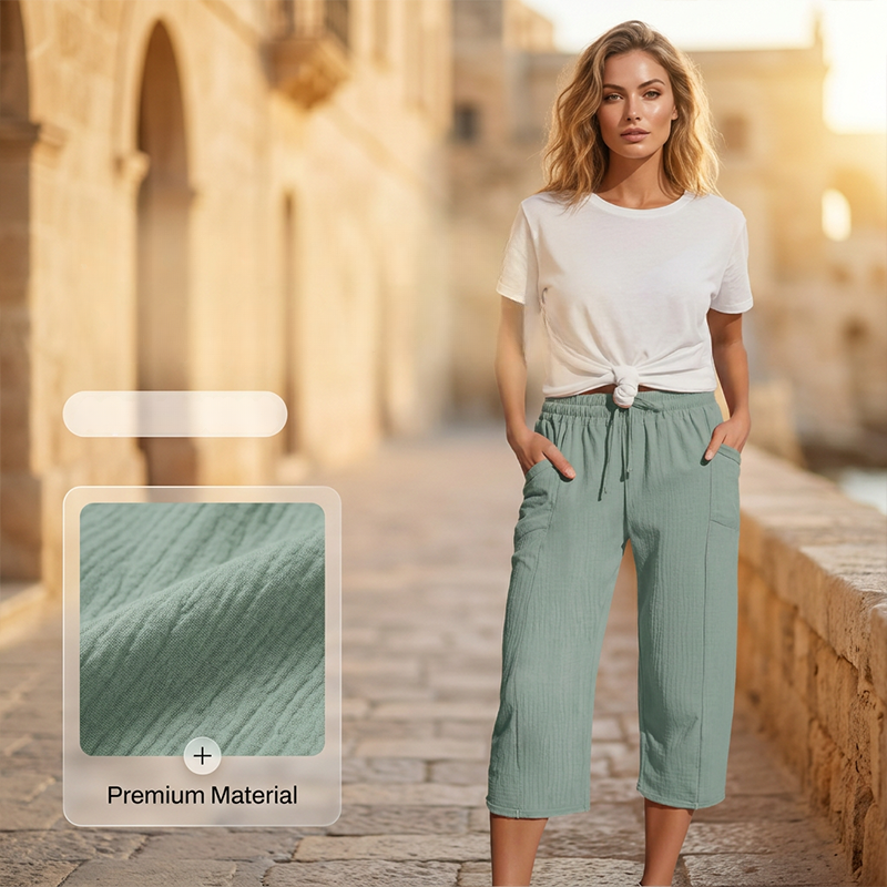 Lina | Relaxed Cotton Linen Capri Pants