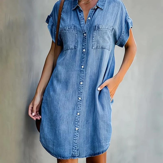 Harper | Casual Loose Fit Denim Shirt Dress for Women
