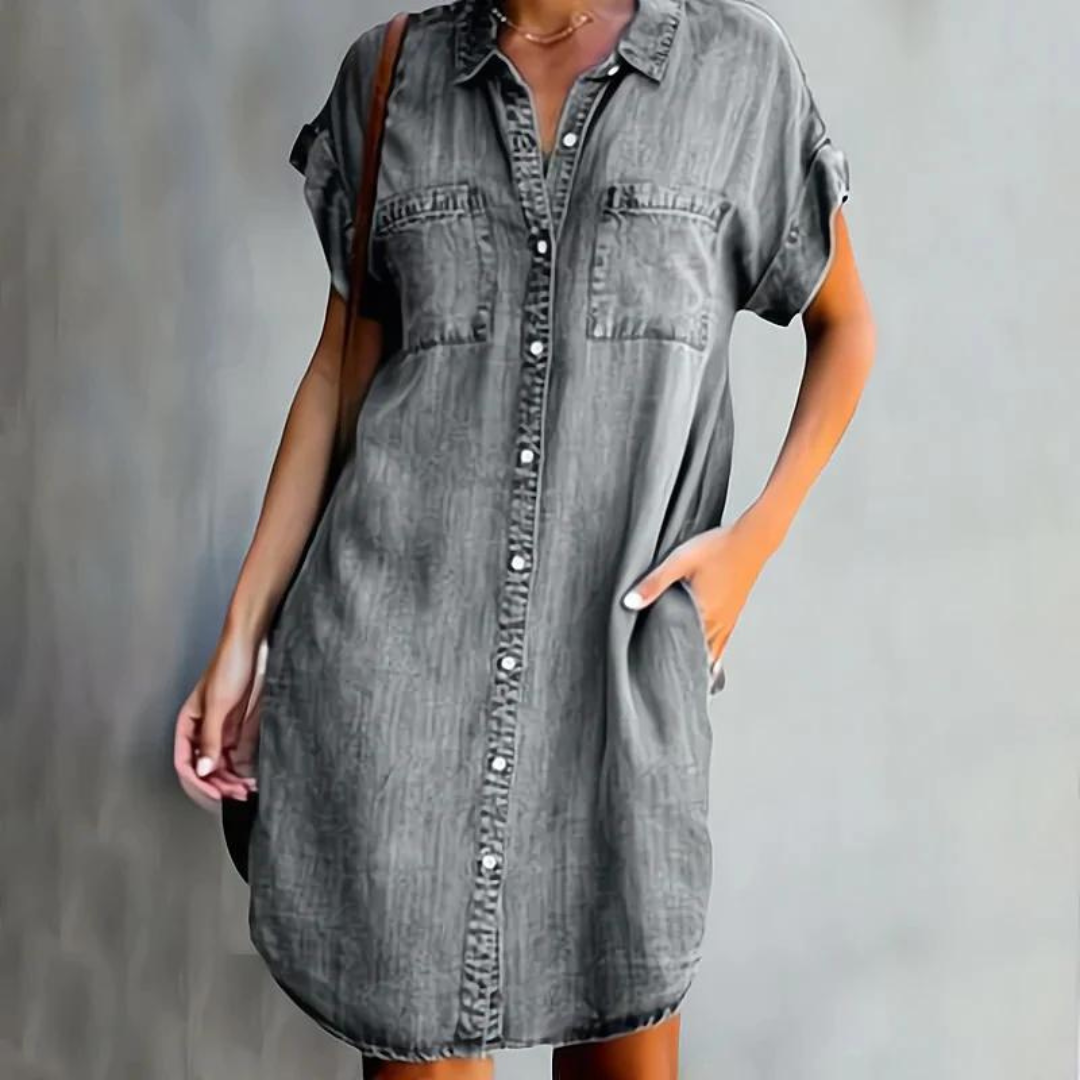 Harper | Casual Loose Fit Denim Shirt Dress for Women