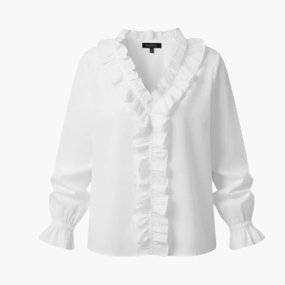 Elowen | Women's Ruffle Front V-Neck Blouse