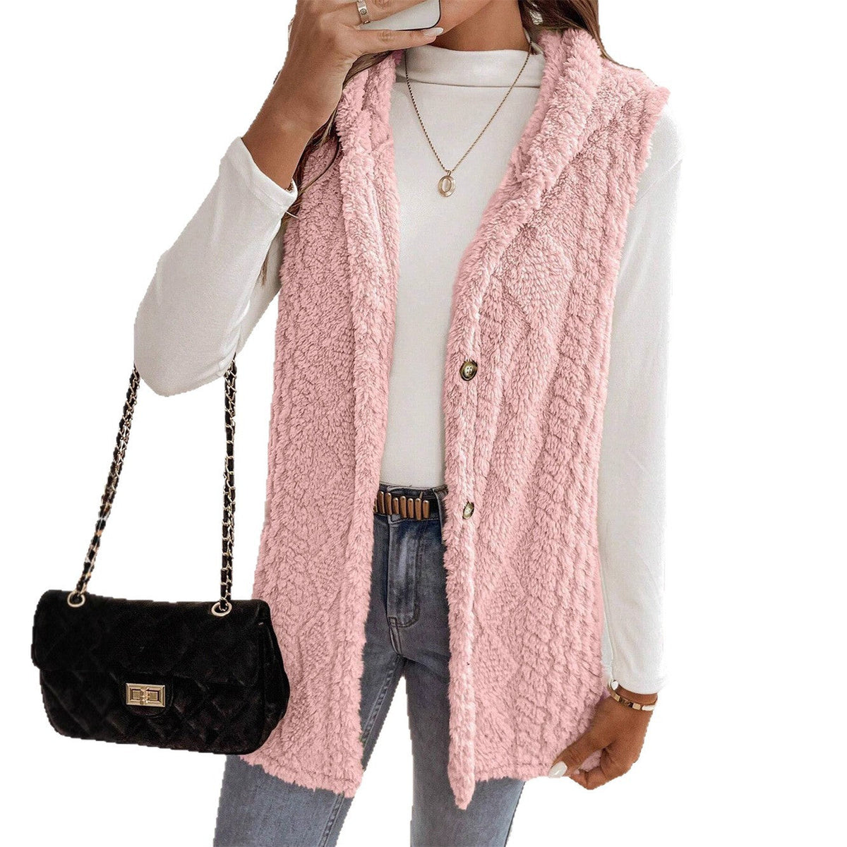 Tamsin | Women's Faux Fur Borg Button-Front Gilet