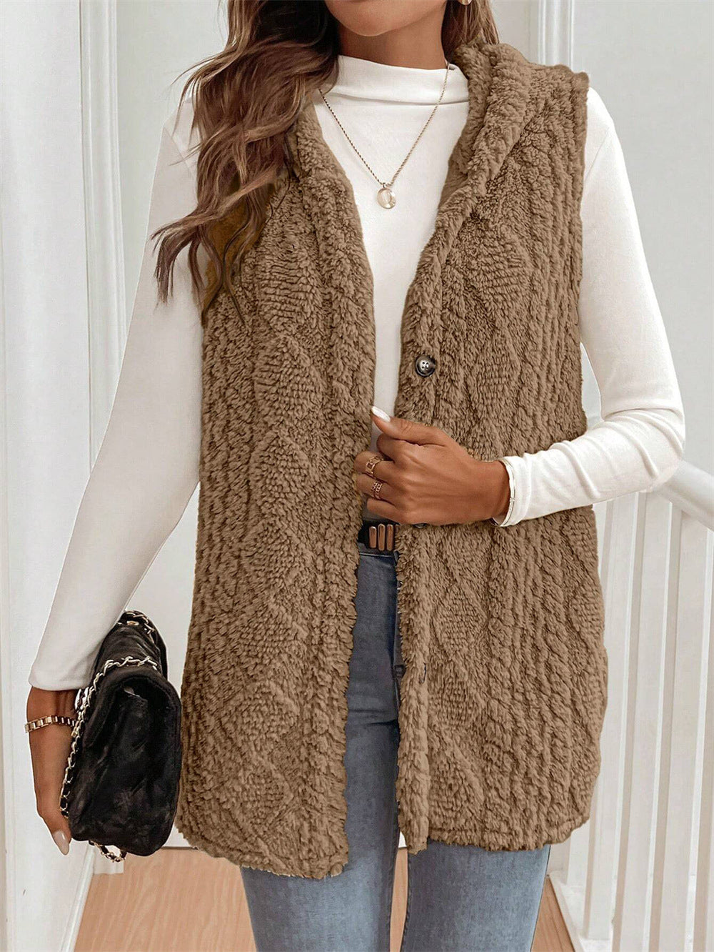 Tamsin | Women's Faux Fur Borg Button-Front Gilet