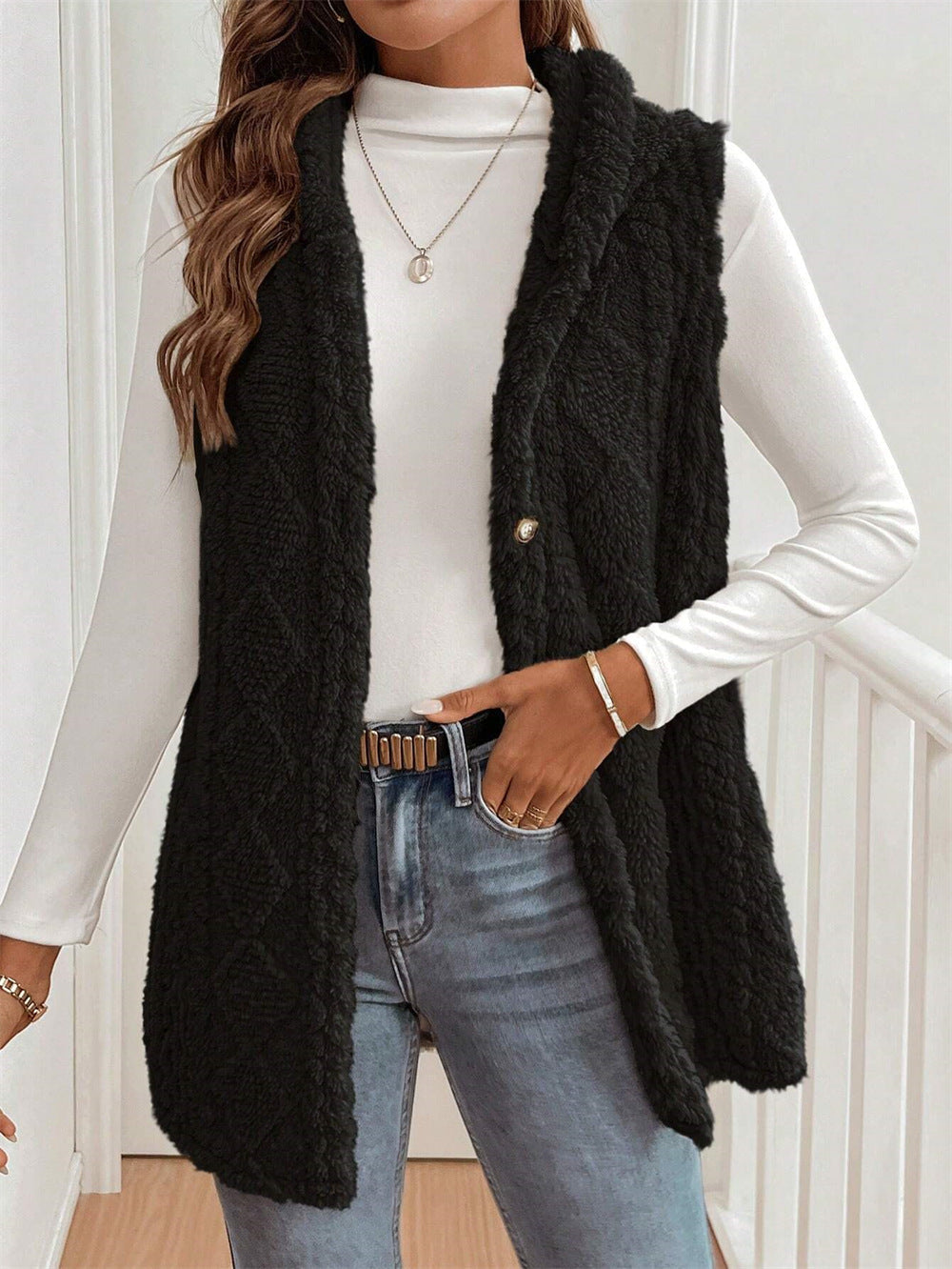 Tamsin | Women's Faux Fur Borg Button-Front Gilet