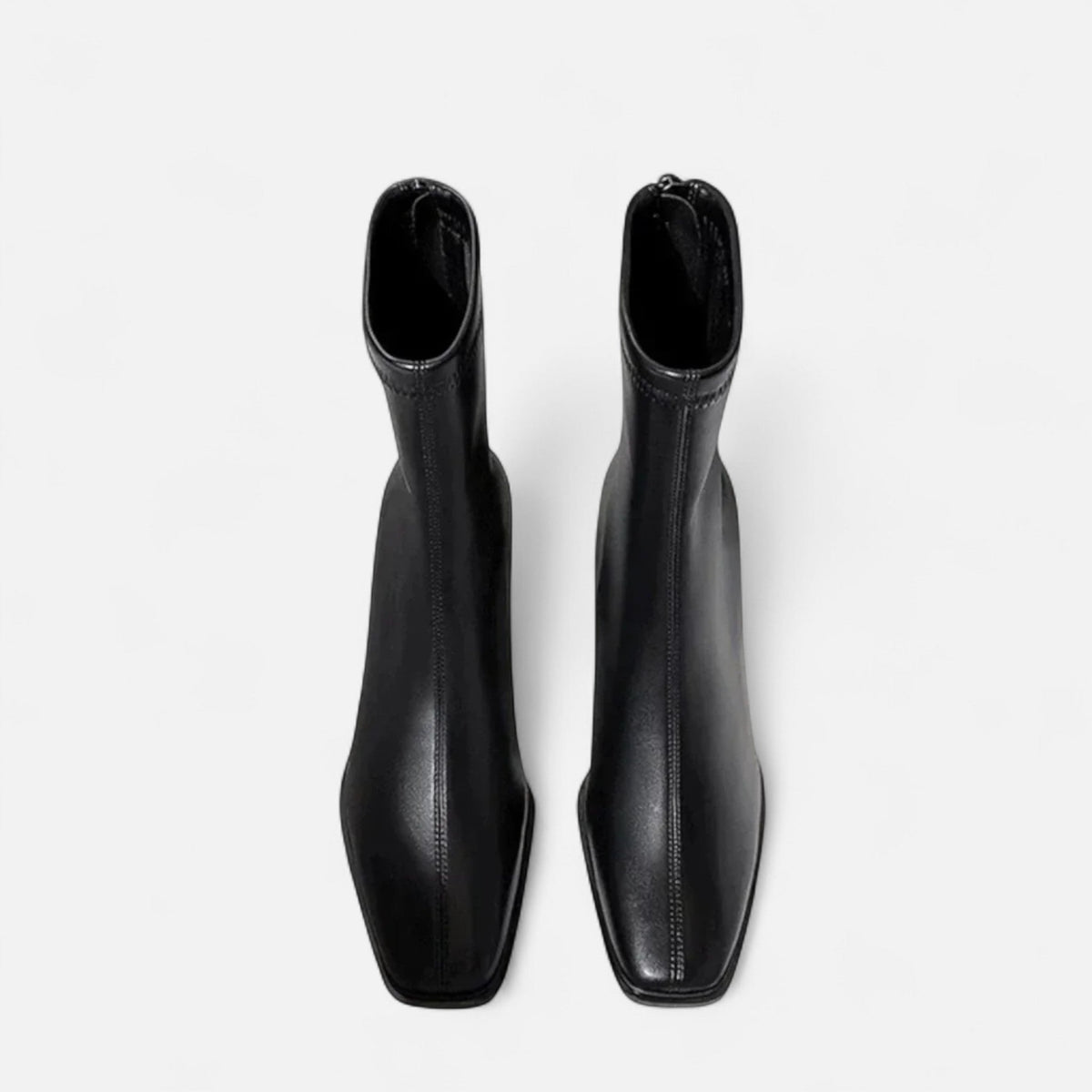 Women's Leather Square-Toe Mid-Heel Ankle Boots