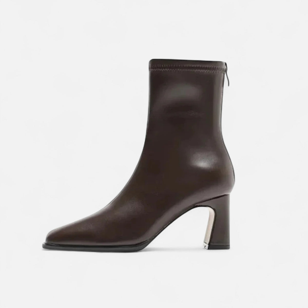 Women's Leather Square-Toe Mid-Heel Ankle Boots