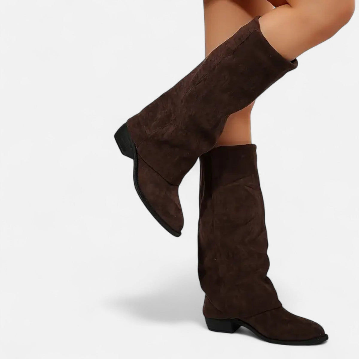 Women's Faux Leather Knee-High Block Heel Boots