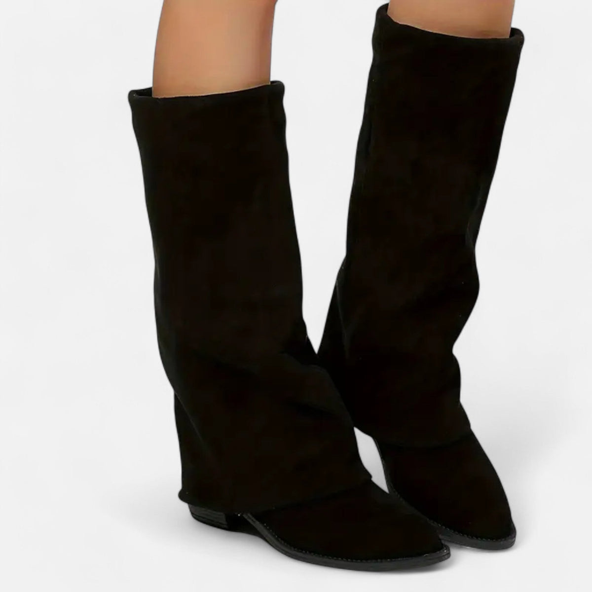 Women's Faux Leather Knee-High Block Heel Boots