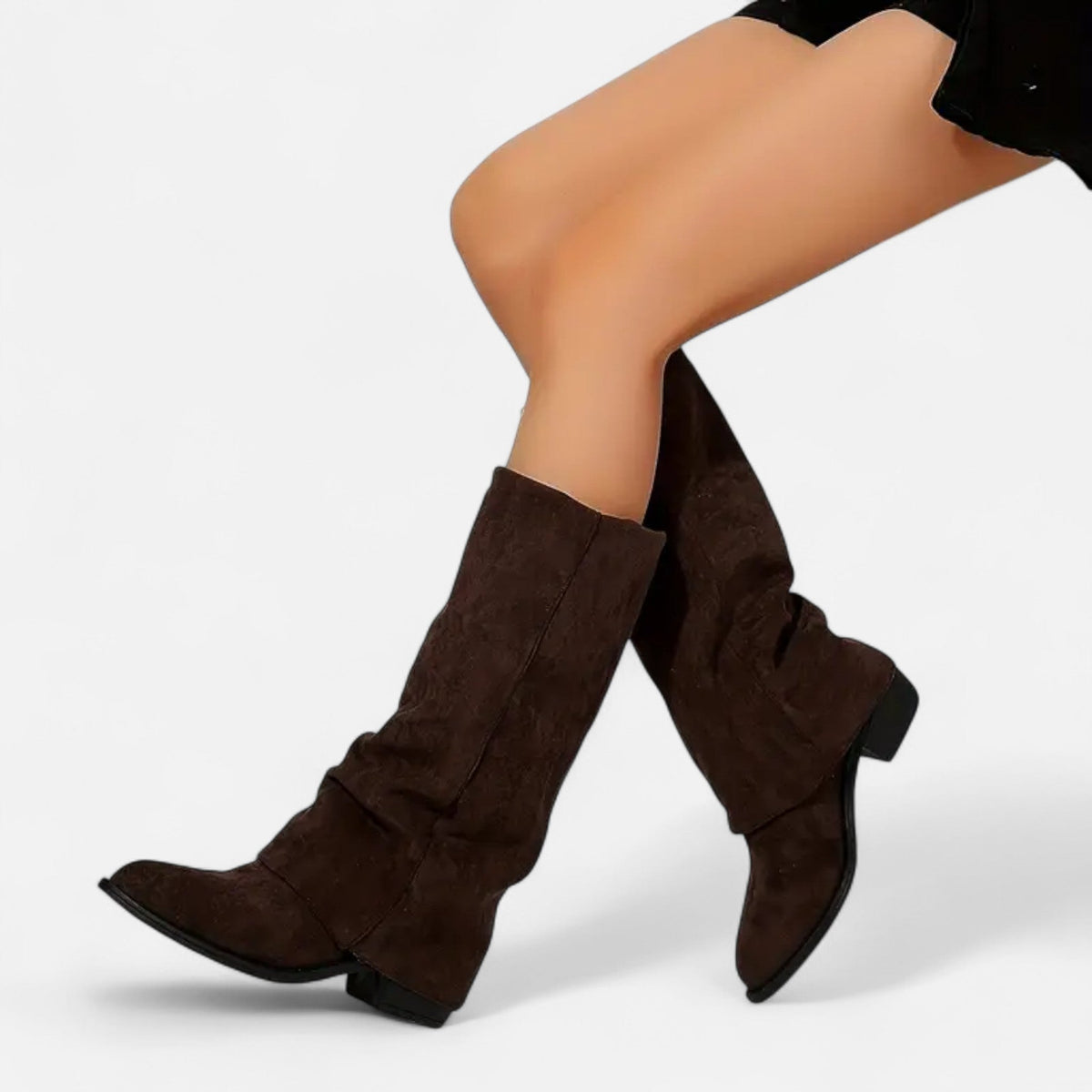 Women's Faux Leather Knee-High Block Heel Boots